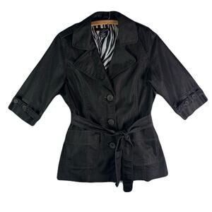 WILLI SMITH Black Belted Jacket with 3/4 Sleeves Womens Size M